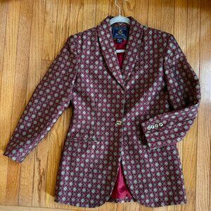 Burgundy/Gold Medallion Blazer The Limited Collection, Dark Academia Longline -M